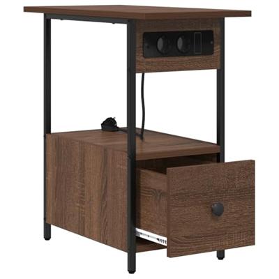 Nachtkastje bruin eikenkleur 60 x 30 x 61 cm Bewerkt hout