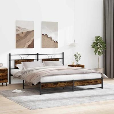 Bedframe zonder matras metaal gerookt eikenkleurig 183x213 cm