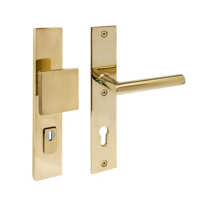 Intersteel SKG3 veiligheidsbeslag voordeur rechthoek 250x50mm greep/kruk Jura PC92 kerntrekbeveiliging - PVD messingkleur Intersteel SKG3 veiligheidsbeslag voordeur rechthoek 250x50mm greep/kruk Jura PC92 kerntrekbeveiliging - PVD messingkleur