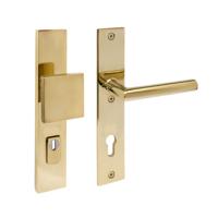 Intersteel SKG3 veiligheidsbeslag voordeur rechthoek 250x50mm greep/kruk Jura PC92 kerntrekbeveiliging - PVD messingkleur - thumbnail