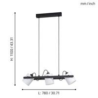 Eglo Strakke eetkamer hanglampHornwood 1 3-lichts zwart met wit - 43426 - thumbnail