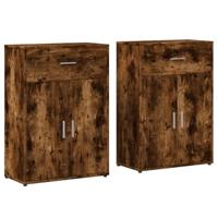 Dressoirs 2 st 60x30x84 cm bewerkt hout gerookt eikenkleurig - thumbnail