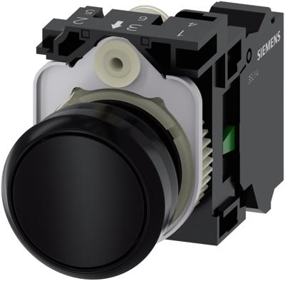 Siemens 3SU11000AB103BA0 3SU1100-0AB10-3BA0 Druktoets Kunststof frontring, Rond Knop Zwart 1 stuk(s)