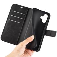Casecentive Leren Wallet case met sluiting iPhone 16 zwart - thumbnail