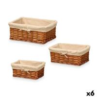 Mandenset Kipit HX31033S/3 Natuurlijk Polyester vlechtwerk 50 % katoen 39 x 16,5 x 29 cm (6 Stuks) - thumbnail