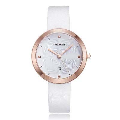 CAGARNY 6871 Fashion Life waterdichte gouden shell stalen band quartz horloge (wit)