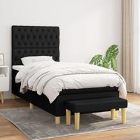 Boxspring met matras stof zwart 90x190 cm - thumbnail