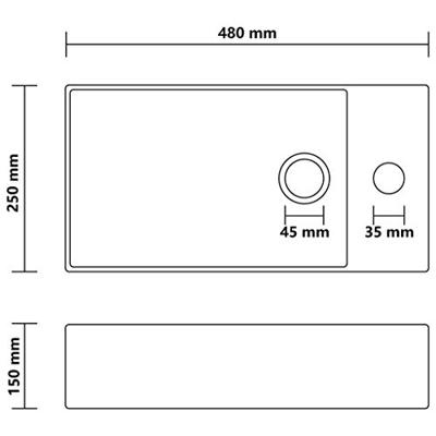 Wastafel met overloop keramiek lichtgrijs - thumbnail