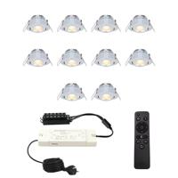 Complete Set van 10 Sienna Mini Inbouwspots 12 Volt 3W spots - 2700K warm wit - IP44 waterdicht - kantelbaar - Dimbaar - Verandaspots - Lage inbouwdiepte - thumbnail