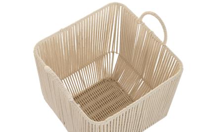 Mandenset DKD Home Decor Beige Metaal Katoen (3 Onderdelen) (37 x 37 x 45 cm)