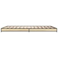 Bedframe bewerkt hout metaal sonoma eikenkleurig 120x200 cm - thumbnail