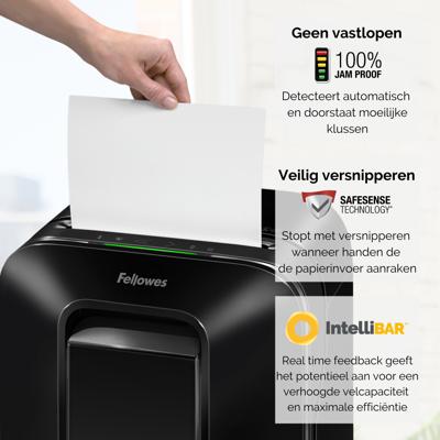 Papiervernietiger fellowes lx200 4x12mm zwart Papiervernietiger fellowes lx200 4x12mm zwart