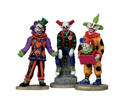 Lemax evil sinister clowns, set of 3 halloween figuur Spooky Town 2011