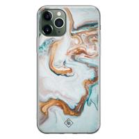iPhone 11 Pro siliconen hoesje - Marmer blauw goud - thumbnail