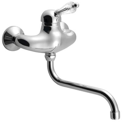 Inbouw Wastafelmengkraan Sapho Kirké 1-hendel Kristal Retro Uitloop Gebogen 20 cm Chroom