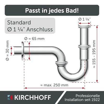Kirchhoff Buisvormige sifon, chroom, 1 1/4" x 32 mm - 98801110