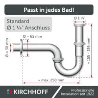 Kirchhoff Buisvormige sifon, chroom, 1 1/4" x 32 mm - 98801110 - thumbnail