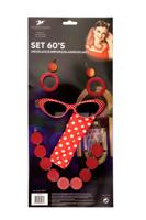 Accessoireset Rock and Roll Rood Vrouw 4-delig - thumbnail