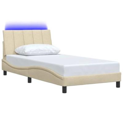 Bedframe zonder matras "Hanko" 100x200 cm stof crèmekleurig