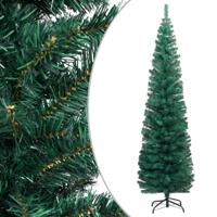 VidaXL Kunstkerstboom met standaard smal 210 cm pvc groen - thumbnail