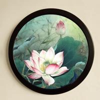 Opknoping muur gemonteerde ronde fotolijstjes creatieve geschenken huis decoratie hout gebaseerde foto frame houder grootte: 10 inch (zwart) - thumbnail