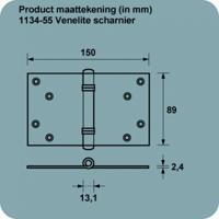AXA venelitescharnier - 89x150mm - Topcoat - 1134-55-23/E - thumbnail