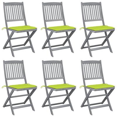 Tuinstoelen 6 st inklapbaar met kussens massief acaciahout