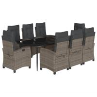 9-delige Tuinset met kussens poly rattan grijs - thumbnail