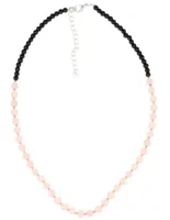 Edelsteen Ketting Rozenkwarts & Zwart Glas Kralen - thumbnail