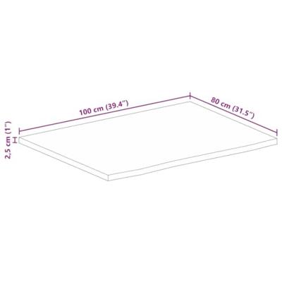 Tafelblad met natuurlijke rand 100x80x2,5 cm massief mangohout