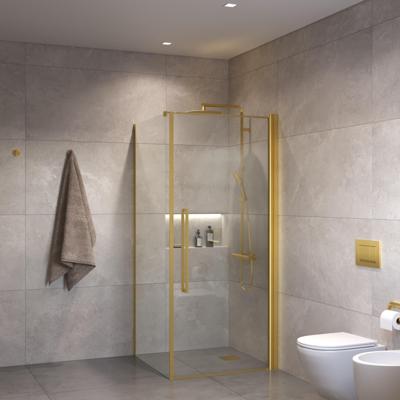 Douchecabine Sanivo Suno Helder Glas Met Geborsteld Messing Goud Profiel (Alle Maten)