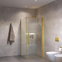 Douchecabine Sanivo Suno Helder Glas Met Geborsteld Messing Goud Profiel (Alle Maten) - thumbnail