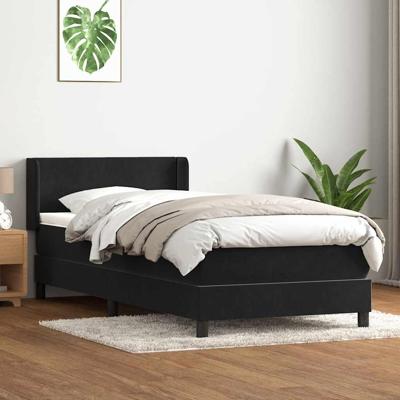 Boxspring met matras fluweel zwart 90x210 cm