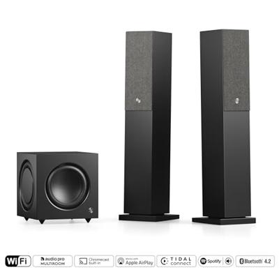 Audio Pro A38 - actieve staande luidspreker met versterker - stereo luidspreker met multiroom voor home entertainment - WiFi & Bluetooth voor stereo-installatie - wit
