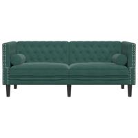 Tweezitsbank Chesterfield-stijl en bolsters fluweel donkergroen - thumbnail