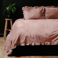 Sleeptime Velvet Ruffles Oud Roze 200 x 220 cm - thumbnail