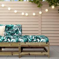 Tuinvoetenbank met kussen gempregneerd grenenhout - thumbnail