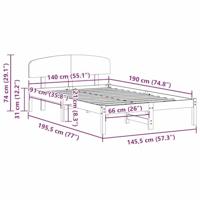 Bedframe met hoofdeinde Bruin 140 x 190 cm Massief grenenhout - thumbnail