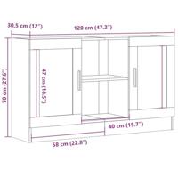 Dressoir 120x30,5x70 cm bewerkt hout oud houtkleurig - thumbnail