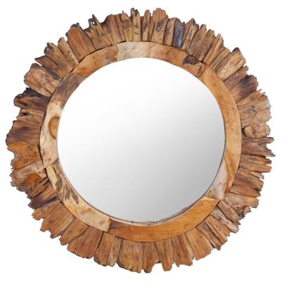 VidaXL Wandspiegel rond 60 cm teakhout VidaXL Wandspiegel rond 60 cm teakhout