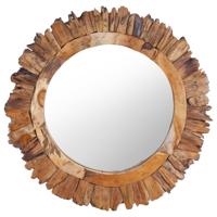 Wandspiegel rond 60 cm teakhout - thumbnail