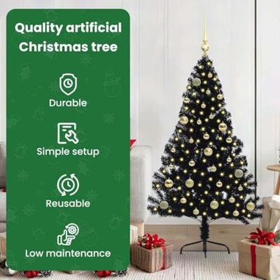 VidaXL Kunstmatig voorverlicht kerstboom met 150 led zwart 150 cm pvc