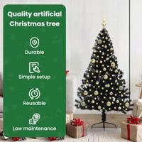 VidaXL Kunstmatig voorverlicht kerstboom met 150 led zwart 150 cm pvc - thumbnail