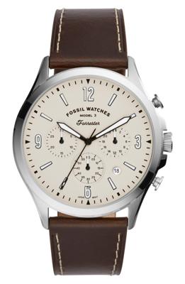 Fossil heren Forrester chronograaf bruin lederen horloge FS5696