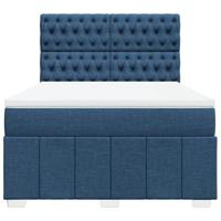 Boxspring met matras stof blauw 140x200 cm - thumbnail