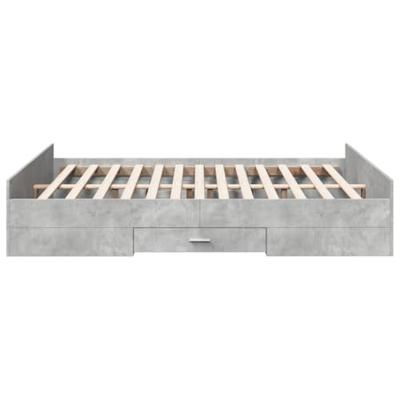 Bedframe met lades bewerkt hout betongrijs 150x200 cm
