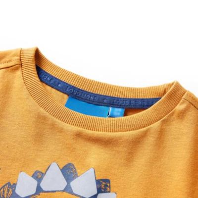 Kindershirt met lange mouwen dinosaurusprint 128 donkerokerkleurig