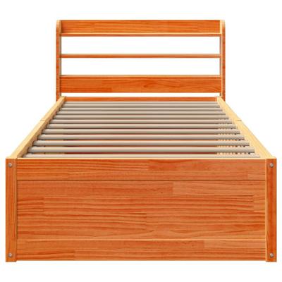 Bedframe met hoofdbord massief grenenhout wasbruin 100x200 cm Bedframe met hoofdbord massief grenenhout wasbruin 100x200 cm