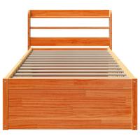 Bedframe met hoofdbord massief grenenhout wasbruin 100x200 cm - thumbnail