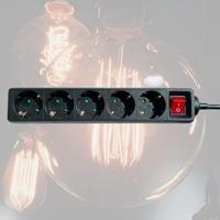 Stekkerdoos BRASQ 5 voudig 1.4 meter zwart - thumbnail